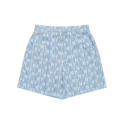 MLB New York Yankees All Over Logo Rechte Casual Shorts Uniseks Shorts Lichtblauw 3FDPM0243-50BLL S white