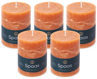 Spaas Rustieke Stompkaarsen - Oranje – 80/110mm - circa 65 uur - 5 kaarsen