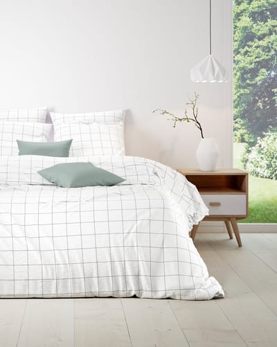 Mistral Home - DEKBEDOVERTREK - katoen renforcé - 140 x 200 cm + 65 x 65 cm - eenpersoons - strepen - wit