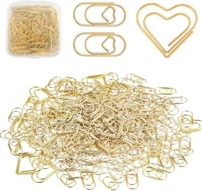Solidchoice - Set van 200 Hartvormige Paperclips in Goud voor Decoratie