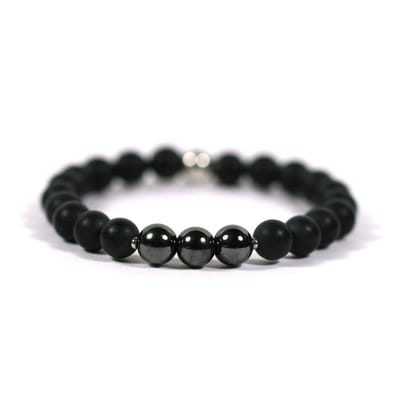 IbizaMen KIDS - jongens - armband - edelsteen - matte onyx - 6mm - 14cm