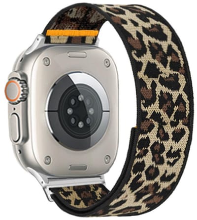 Nylon bandje - geschikt voor Apple Watch 1/2/3/4/5/6/7/8/9/10/11/ SE (1,2,3) met maat 38 mm / 40 mm / 41 mm en 42 mm (Watch 10/11) - panter print