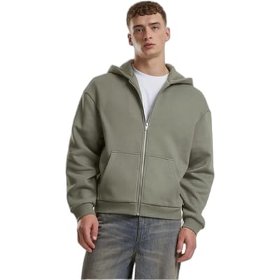 Urban Classics - Fluffy Vest met capuchon - S - Olijfgroen