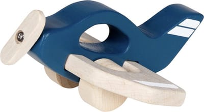 GOKI Vliegtuig - Azuurblauw - 14X11,5X6,5Cm - Hout - 1 Jaar