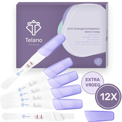 Telano Zwangerschapstest Extra Vroeg Premium 12 stuks Midstream - Zwangerschapstesten Extra Gevoelig - Brede Absorberende Strip