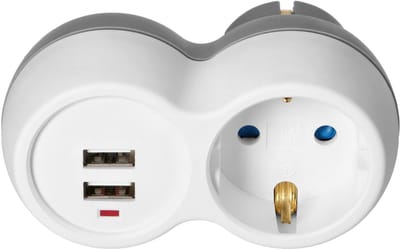Orno Doorvoerstekker - 1 stopcontact - 2 USB A - Splitter met max 3680 Watt - Wit