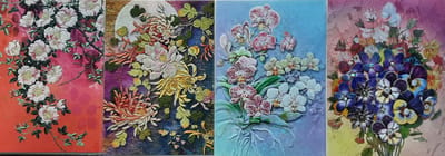 Kaarten met enveloppen met thema Bloemen 4 verschillende afbeeldingen