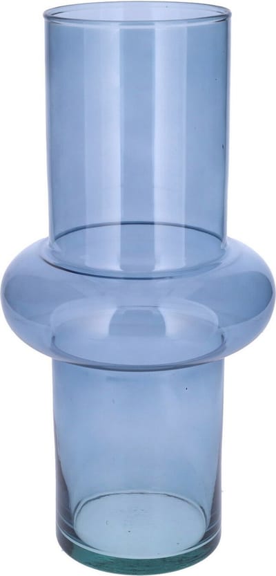 Bellatio Design Bloemenvaas - blauw transparant gerecycled glas - 15 x 31 cm - vaas