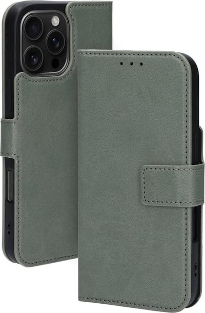 Mobiparts hoesje geschikt voor Apple iPhone 16 Pro Max - Wallet/Boekhoesje - Eco Leer - Magneet Sluiting - Opberg vakken - Groen