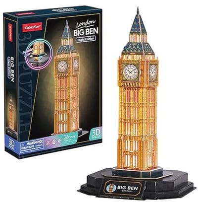 3D Puzzel - Big Ben LED - 32 Stukjes - Creatieve Puzzel voor Kinderen en Volwassenen - Perfect Cadeau voor 8-Jarige Jongens