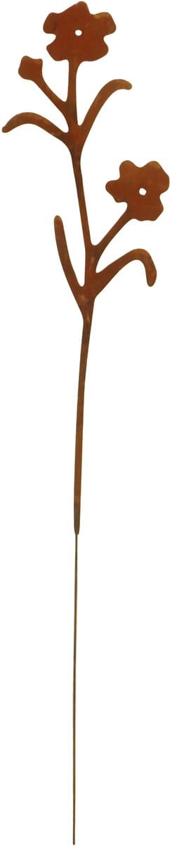 UNUS® Tuinsteker bloem met bloesems en knoppen in roestlook - Decoratie voor buiten - Tuin - Metaal - Tuindecoratie voor buiten -