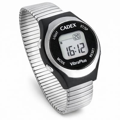 Cadex Vibra Plus – Alarmhorloge – Tril/geluid – 8 alarmen – Zilveren rekband