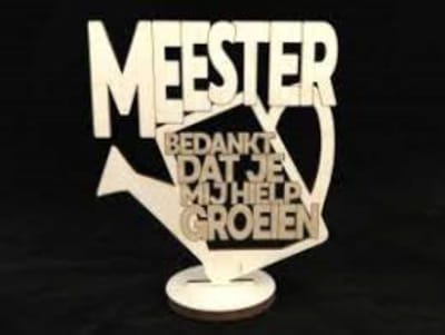Tekst op Voetstuk - Bedankt voor het groeien - Meester - Woodart - Lerarendag - Kado