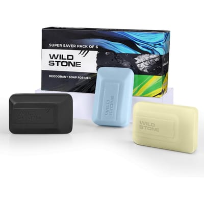 Wild Stone Citrus Burst Icy Fresh Houtskool Reinigende Zeepjes Voor Mannen, Badzeep Pak Van 6, 100g Elk, Diepe Reiniging & Langdurige Geur