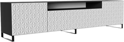 TV-kast Cali III, woonwand, lowboard, tv-standaard, woonwand, woonkamer, tv-meubel, woonkamermeubels, televisie, highboard, TV-kast, tv-lowboard, 200 cm, 3 deuren, zwart, wit
