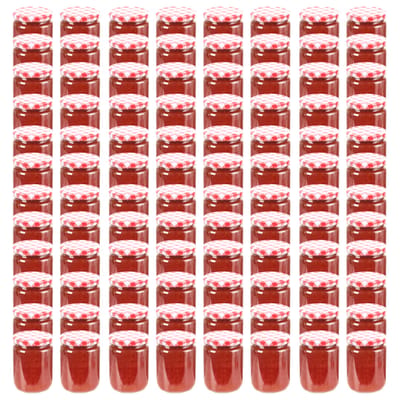 vidaXL - Jampotten - met - wit - met - rode - deksels - 96 - st - 230 - ml - glas