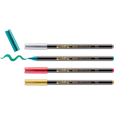 edding 1340/4S Metallic Brush Pen set - metallic stuks 4 stuks - variabel