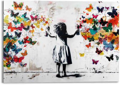 Schilderij Graffiti bloemen - 100 x 140 - Hout - REINDERS