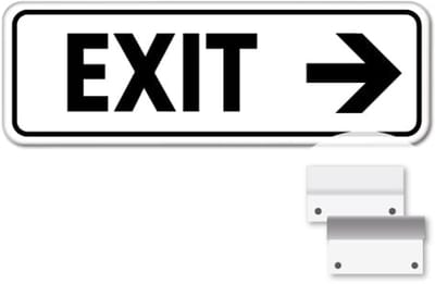 Bord Exit pijl rechts - Weerbestendig Aluminium - 40x15 cm - Bevestiging: Met muur-/ wandmontage beugels