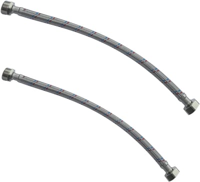 Dailygoods- Aansluitslang Set van 2 - Flexibele Aansluitslang 400 mm - 1/2 inch Mannelijk/Vrouwelijk - Voor Kranen/Mengkraan - Roestvrij Staal Coating - Maximale Temperatuur 90 °C - Toevoslang