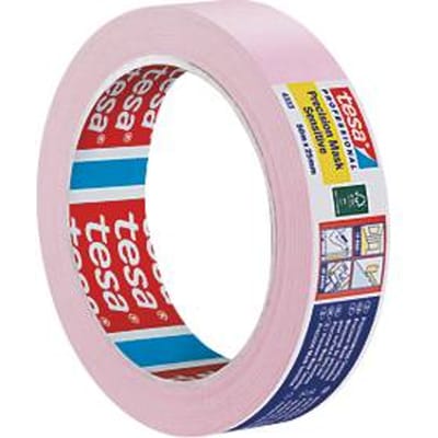 tesa precisiemaskeertape Sensitive 4333, 25 mm × 50 m, lichtroze - scherpe randen, voor gevoelige oppervlakken