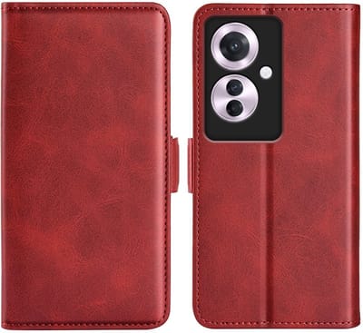 MobyDefend Hoesje - Geschikt voor Oppo Reno 11F - Luxe Wallet Book Case (Sluiting Zijkant) - Rood