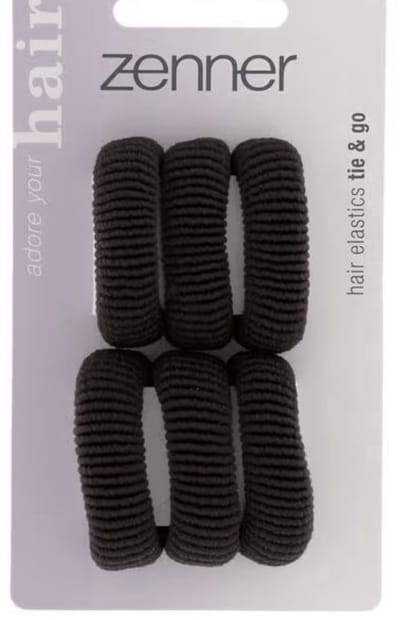 Zenner 6x badstof elastiekjes - zwart - klein - metaalvrij naadvrij - tie & Go