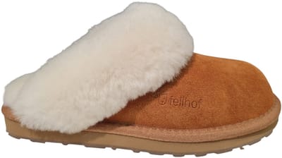 Fellhof Primo pantoffels dames maat 36 - bruin – lamswol – lamsleer - warme pantoffels – wollen pantoffels - sloffen – ademend - antislip zool