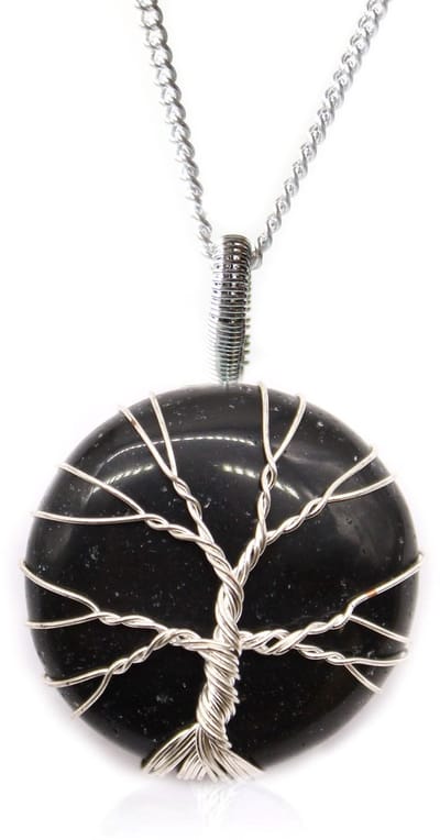 Ancient Wisdom - Decoratief beeld - Levensboom edelsteen met sokkel - kunstwerk - interieurdecoratie - edelstenen - cadeau - handgemaakt