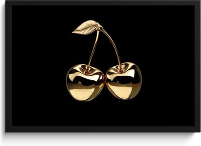 Fotolijst inclusief poster - Posterlijst 60x40 cm - Posters - Kersen - Zwart - Goud - Chrome - Foto in lijst - Keuken decoratie muur - Wanddecoratie accessoires - Muurdecoratie - Schilderijen