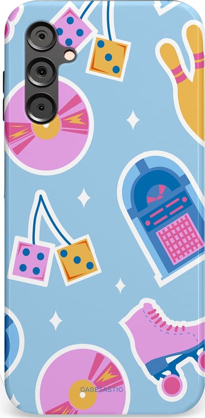 Casetastic Hoesje Geschikt voor Samsung A14 (5G/4G) - Stijlvolle Beschermende Duo-layer Case - Flashback vibes