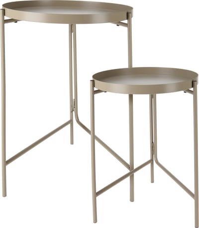 Home & Styling Bijzettafels/plantenstandaards - 2-delig - champagne/goud - metaal - D31 x H38 cm/D36 x H45 cm