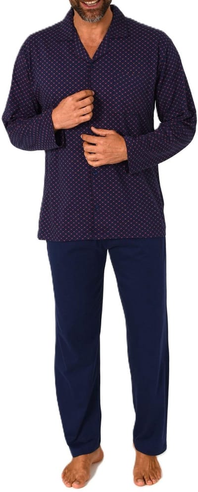 Herenpyjama met lange mouwen en doorknoopsluiting, ook in oversizes