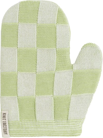 Knit Factory Ovenwant Block - Hittebestendige ovenhandschoen - keukenhandschoen - Gemaakt van 50% katoen & 50% acryl - Slijtvast - Ecru/Spring Green