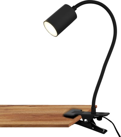 BRILONER Fleks – Bureaulamp – klemlamp – kantelbaar & klemmbaar – klemspot met warm wit licht – 3.5W – zwart – 40x10x6cm
