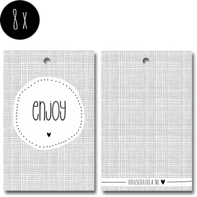 8x Label / Kaartje van karton / Cadeaulabels / Labels | ENJOY | 85 x 55 mm | kado / traktatie