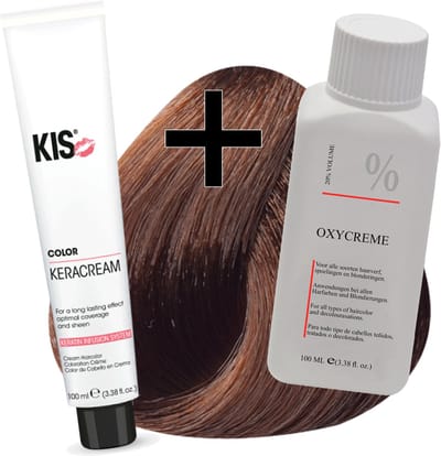 KIS haarverfset - 6CB Donker chocolade blond  - haarverf & waterstofperoxide