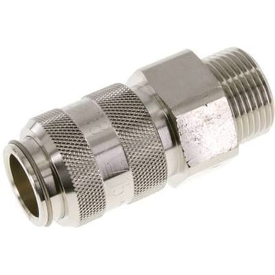 Vernikkeld Messing DN 15 Luchtkoppeling Snelkoppeling G 1 inch Buitendraad Double Shut-Off - CLS15-M-BN-SV-P-100