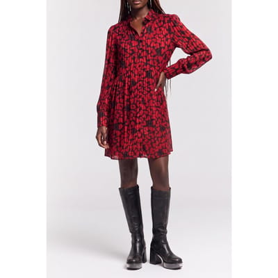 The Kooples Long-sleeved Short Dress W A Button-in High Neck Black - Red Größe: 38 | Blusenkleider Outlet | Damen | Schwarz