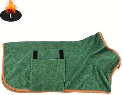 Livano Hondenbadjas - Hondenhanddoek - Voor Honden - Hondenkleding - Hondentrui - Hoodie - Sneldrogend - Groen - L