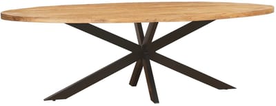 Sfeerwonen Enzo - Eettafel Ovaal - 170 x 90 cm - Mangohout Naturel - Rechte Rand Afwerking - Stalen Matrix Poot