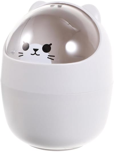 Mini Prullenbak - Afvalbak Desktop - Bureau Opruimen - Met Klapdeksel - 16x12.5x12.5 cm - Grijs