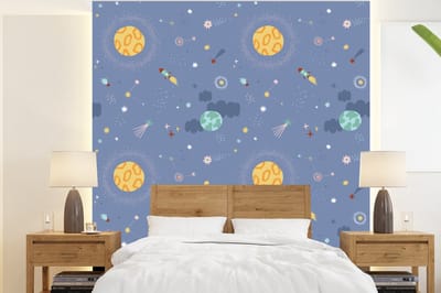 Behang - Fotobehang Patroon - Jongens - Kinderen - Ruimte - Breedte 220 cm x hoogte 240 cm
