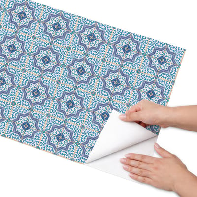 Coloray Meubel Wrap Folie - Blauw Meubelfolie - 50x100 cm - Decoratiefolie Geometrische patronen - Meubel Wrap Folie - Geometrische Meubelfolie - Plakfolie Meubels - Keuken decoratie - Achtergronden en patronen