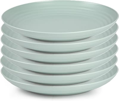 Plasticforte Rond diner bord/camping bord - 6x - Dia 25 cm - mintgroen - kunststof - onbreekbaar