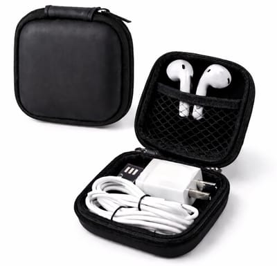 Oortjes Opberg Hoesje Voor Earphnes I Case Voor In-ear koptelefoon I Oortyejs Case | Headphone Organizer | Opbergcase Laadkabels I Zwart