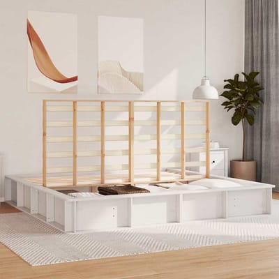 vidaXL - Bedframe - Wit - 180 - x - 200 - cm - Massief - grenenhout