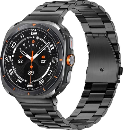 Bandz Stalen schakel band 'Classic' met vlindersluiting - geschikt voor Samsung Galaxy Watch Ultra 2 (2026) / Ultra (2024/2025) - inclusief horloge inkort set (zwart)