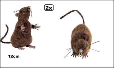 2x Riool rat staand en zittend 12 cm - Griezel ratten thema feest creepy fun