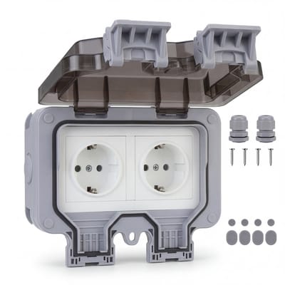 Oneproduct Buitenstopcontact IP66 - Dubbel - Waterdichte Wandcontactdoos